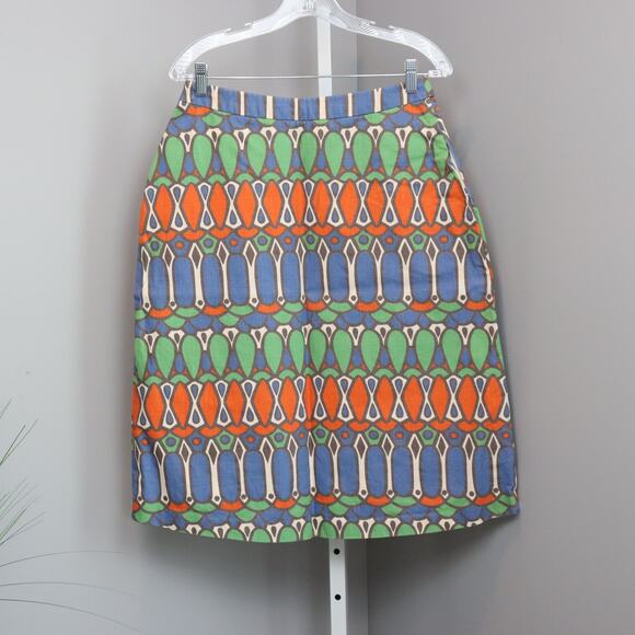 Boden Size 6L A-Line Skirt Geometric Print Multicolor Mod Style - Picture 2 of 6